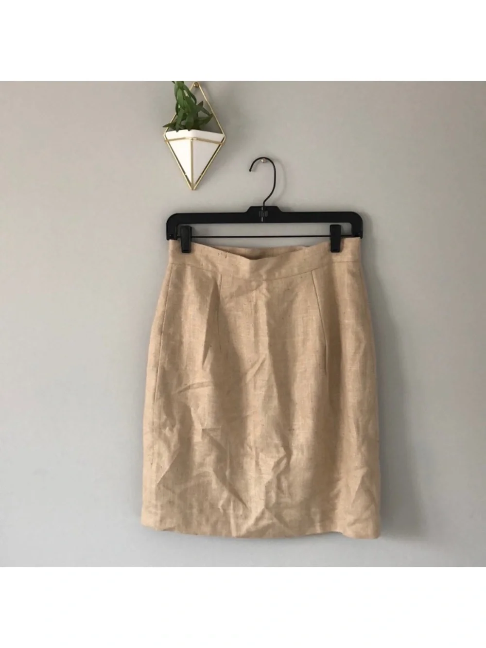 Tailored Beige Pencil Skirt with Button Detail